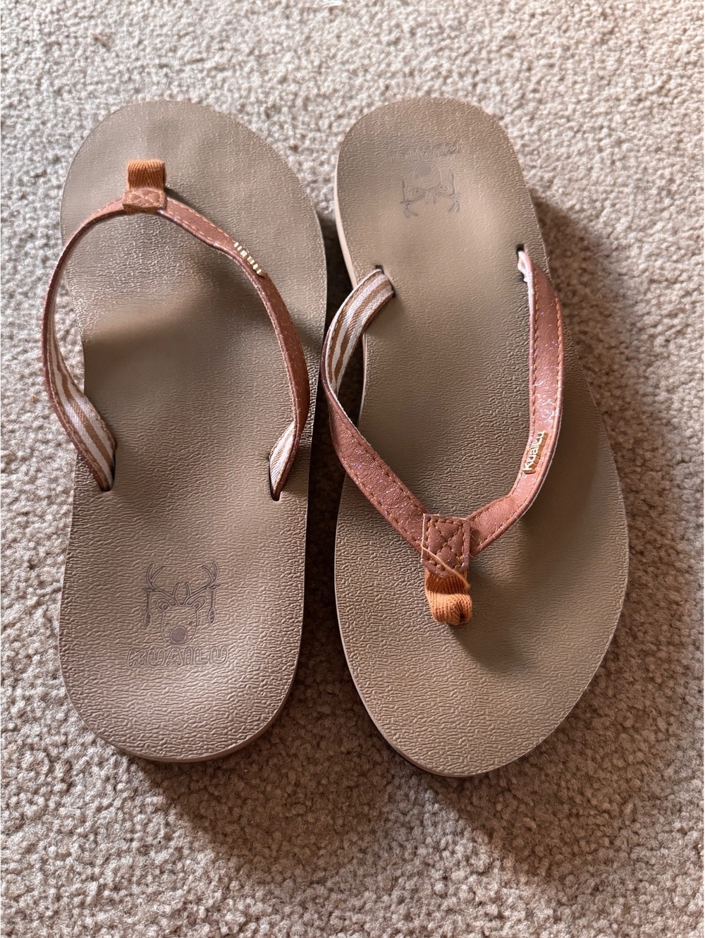 KuaiLu Brown Thong Flip Flop Sandals